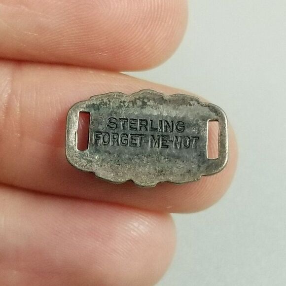 Vintage Wayne Sterling Silver Forget-Me-Not Bracelet Charm Slide Link Engraved - Picture 3 of 7